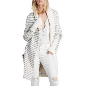Free People “Long Island” White and Blue Woven Jacket - Women’s Size Small